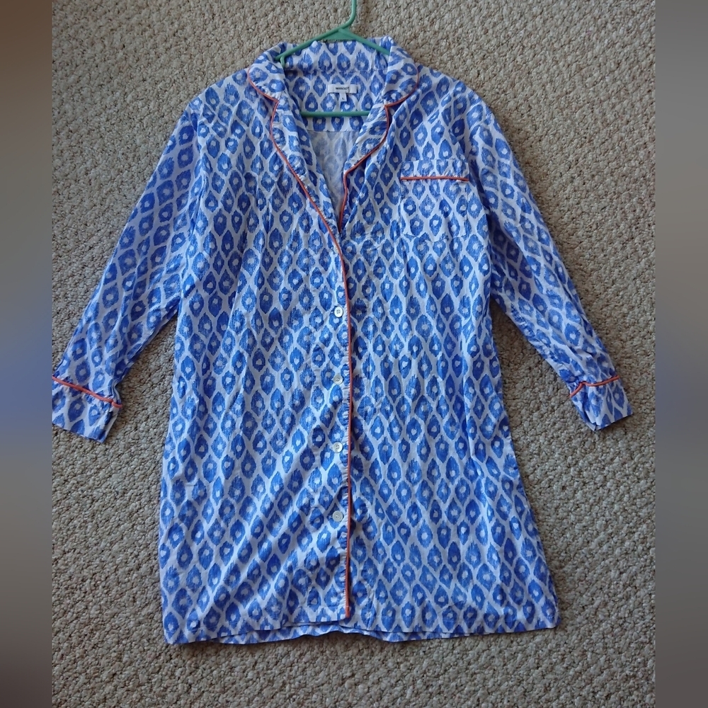 Marigot the Blue and white Patterned classic Pajama nightshirt size L - Picture 3 of 15